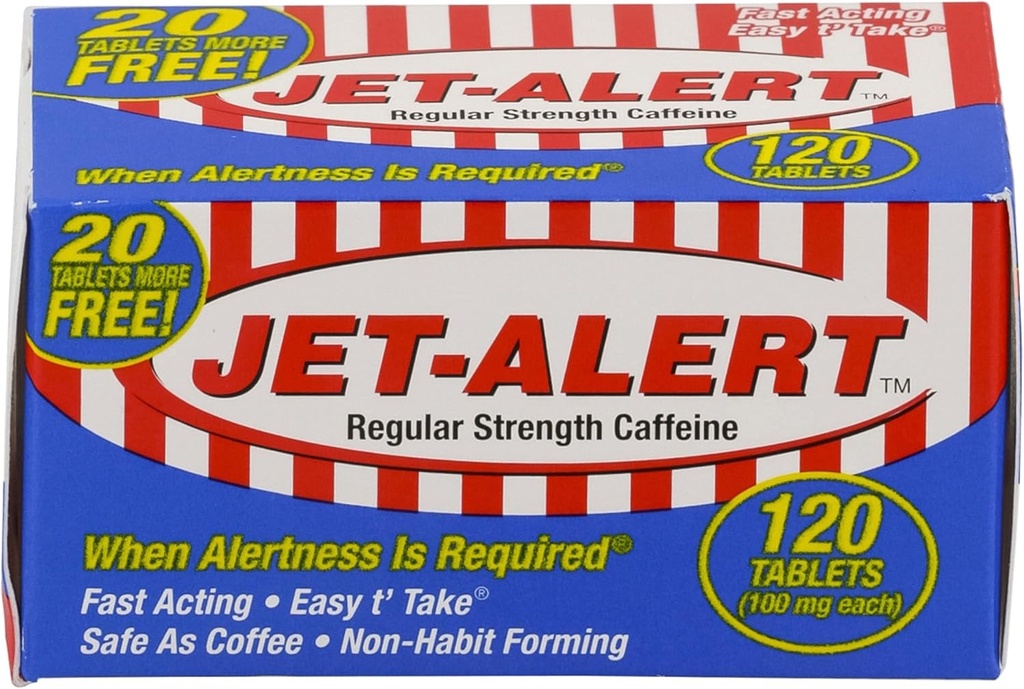 Jet- Alert 100 Mg Katrs kofeīns Tab 120 Skaitīt vērtību iepakojumi (2)