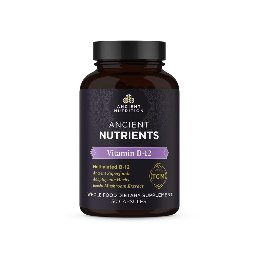 B12 vitamīna papildinājums, atbalsta enerģijas vielmaiņu un nervu sistēmas veselību, adaptējošos augus, aktivētos enzīmus, paleo un keto Draudzīgi 30 kapsulas