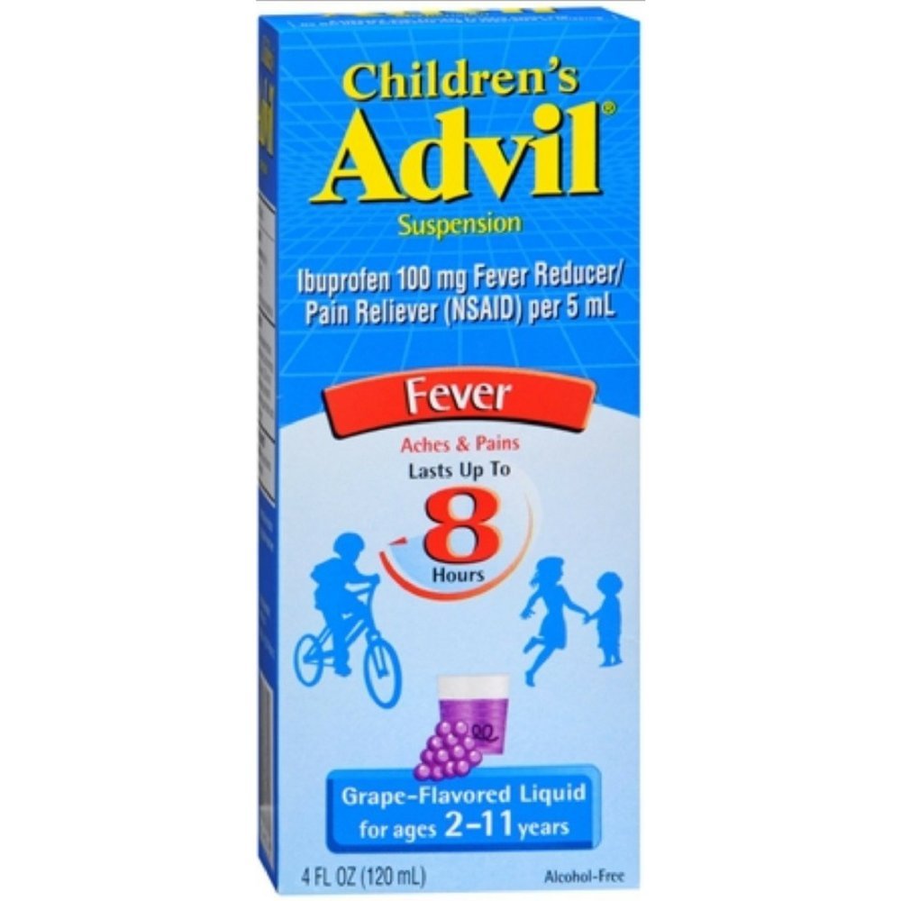 Childrenâââ €š âââ €ž ¢s Advil Šķidro sāpju atvieglošanas Medicīna un drudzis Reducer, 100 Mg Bērnu Ibuprofēns laikmetiem 2-11, Vīnogas - 4 Fl Oz