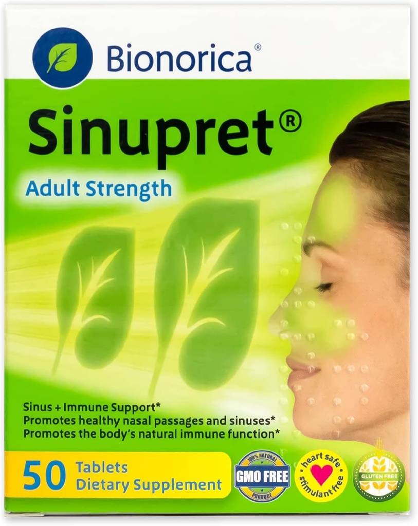 Sinupret Adult Strength Sinus + Imūnais atbalsts Visu dabas, ātras darbības Ārstnieciskā deguna pārejas un imunitāte Boost Papildinājums ar Verbena un Elder Flower - 50 tabletes (iepakojums no 2)