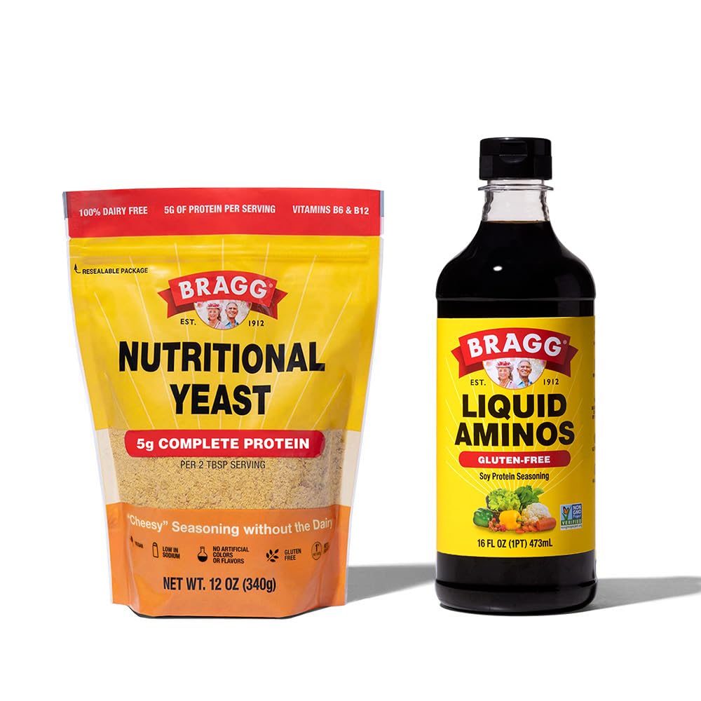 Bragg Premium 12 Ounce Uztura raugs Sezonēšanas Pouch - Vegan, bez lipekļa siera pārslas un šķidrās aminoskābes visiem mērķiem Sezona – sojas mērce alternatīva 16 unce