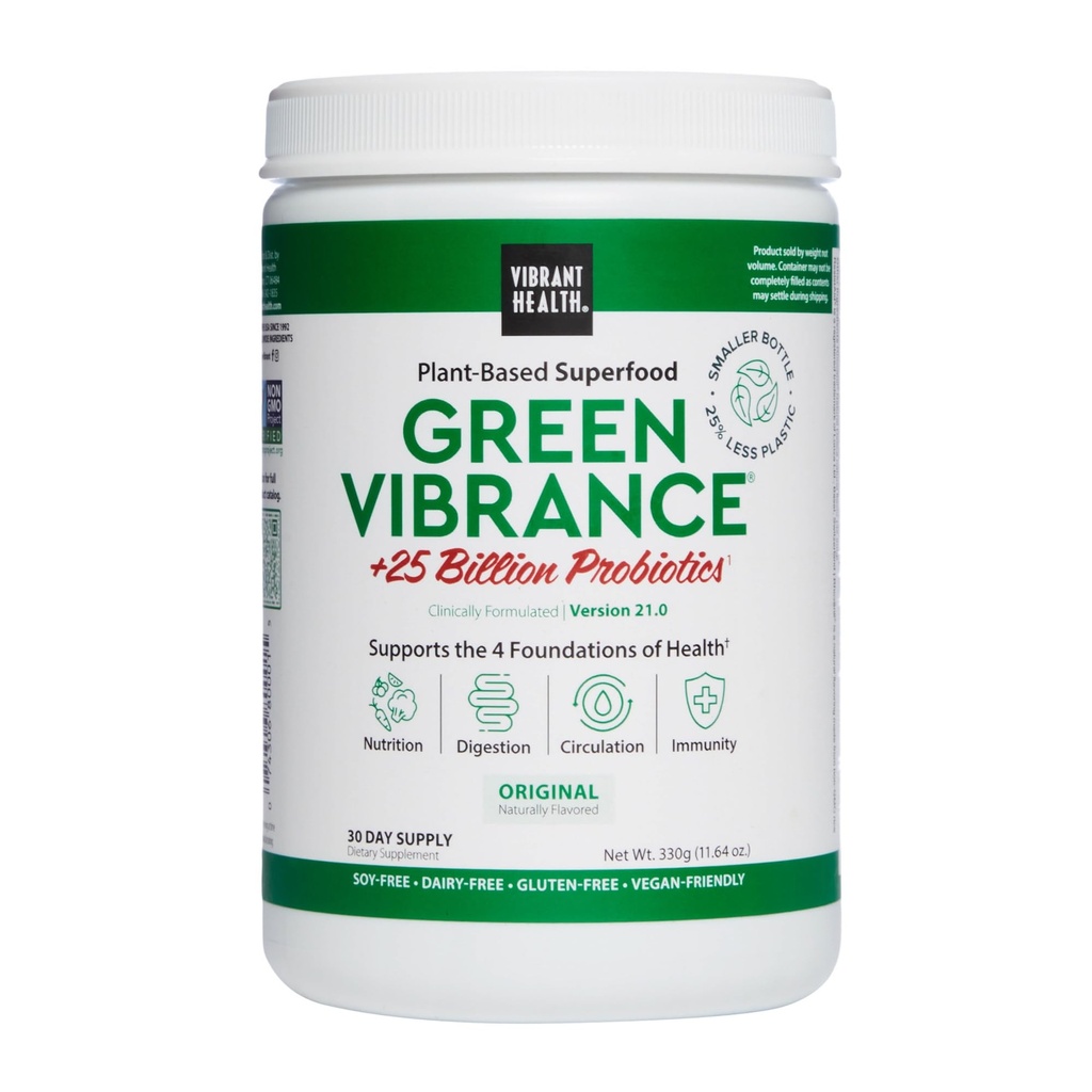 Vibranta Veselība, Zaļais Vibrance, Ietver 65 Augu bāzes Superfoods, 25 Billion Probiotikas, Fiber, Adaptogens & Fermenti, 30 Kalpojumi