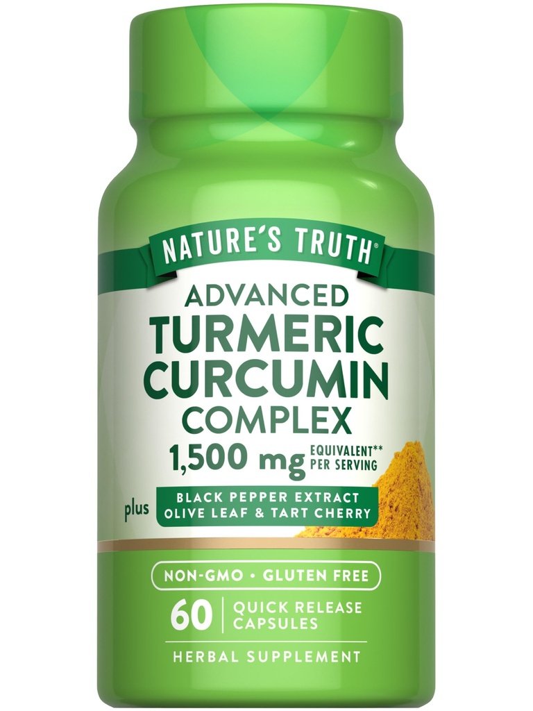 Dabas patiesība Turmeric Curcumin - 60 Kapsulas - ar melno piparu ekstraktu, olīvu lapu un tart ķiršu -- Non-GMO & Gluten papildinājums