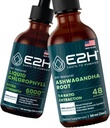 E2H: šķidrs hlorofils un ašvaganda šķidrs piliens; Vegāns, ne-ĢMO — 2 Fl Oz katrā (4 Fl Oz kopā) — paka