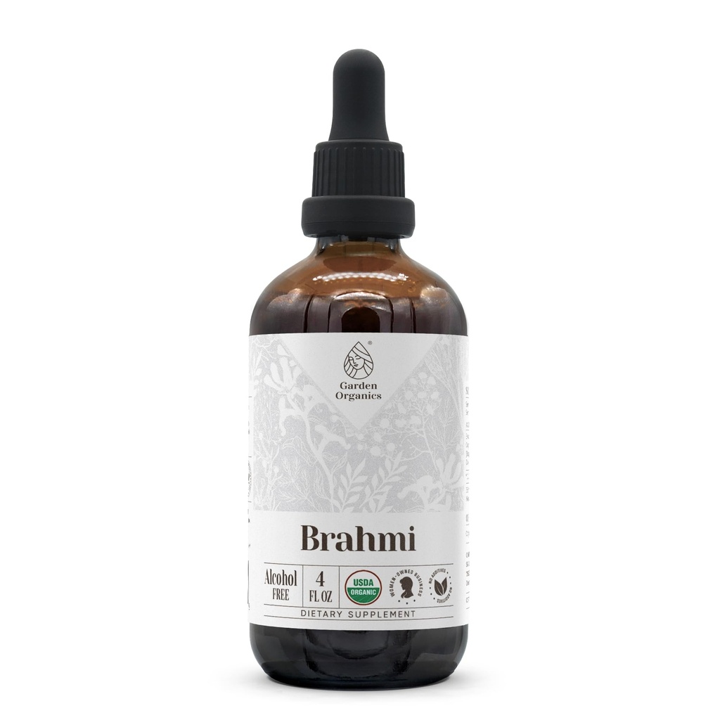 Brahmi USDA Organisks ---free ekstrakts, Organiskie augu pilieni, papildinājums -Tinktūra Izgatavots no 100% Certified Organic Brahmi (Bacopa Monnieri) Kaltēts augu 4 oz