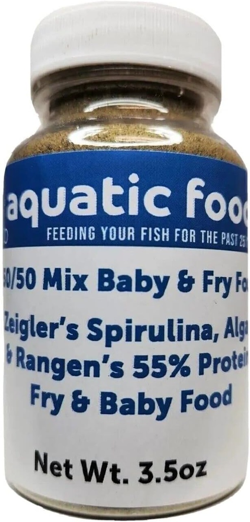 Aquatic Foods Inc. 50/50 Maisījums Spirulina/Algae pulvera un Rangen's Soft Moist 55% Olbaltumvielas Koi un tropu zivju fry peldošs...3,5oz pudele