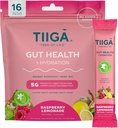 Tiiga Gut Veselība + hidratācijas Dzēriens Mix – 7g Baobab, 5g Prebiotic Fiber, Elektrolīti, Nē Piens, Vegan, Nav Pievienots Cukura, Gremošanas, Regulārība, & Aizcietējums – 16 Kalpo