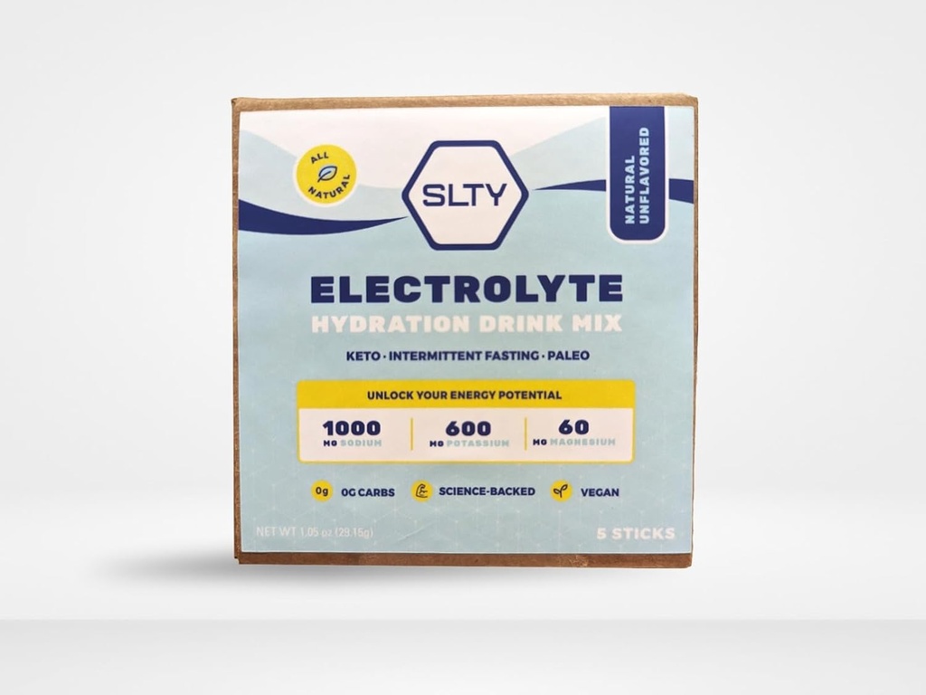 SLTY Electrolyte Haydration dzēriens Mix Vegan Keto Paleo Labs intermitējošam gavēnam, 1,05oz (iepakojums no 5)