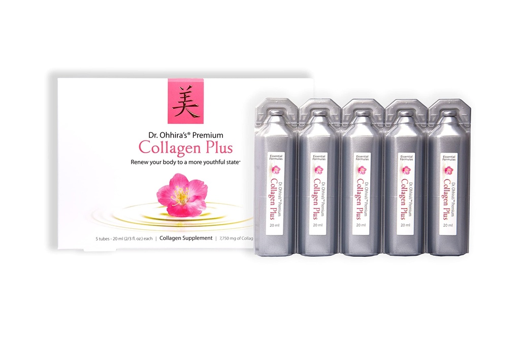 Dr. Ohhira Premium Collagen Plus. Šķidrs Viegli sajaucams kolagēna papildinājums ar 7,750 mg Marine Collagen Peptides, Plus Cherry Blossom Extract un augu bāzes probiotikas koncentrātu, 5 iepakojums