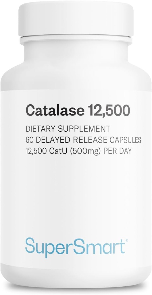 Supersmart - Katalāze 500mg dienā (12500 CatU) - Dabīgs Enzīms - Anti Grey Matu Papildinājums -- Non-GMO & Gluten Free - 60 Aizkavētas Atbrīvošanas Kapsulas