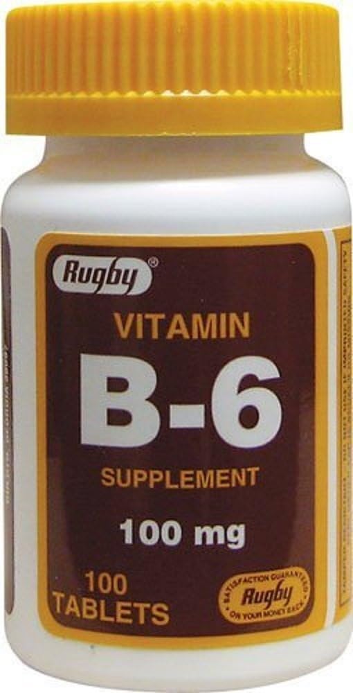 Rugbija B-6 vitamīna tabletes, 100 mg, 100ct (3 iepakojumi)