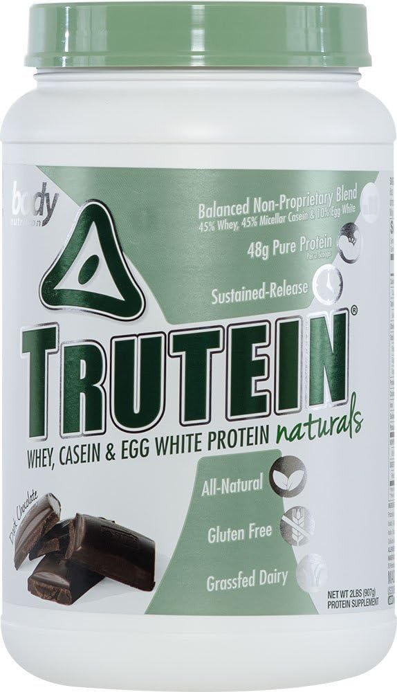 Ķermeņa uzturs Proteīns pulveris - Trutein Naturals Tumšā Šokolāde 2lb Sūkalas, kazeīns un olas Baltas - Dabīgs zems Carb Keto Friendly dzēriens - Lean Muscle Builder, Svara zudums, Treniņš, Atveseļošanās