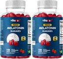 Melatonīns 20mg Gumijas - 180 Grāfis - bez zālēm - Dabīgs zemeņu Flavor - Veģetārs, nav GMO, bez lipekļa (2 pudeles)
