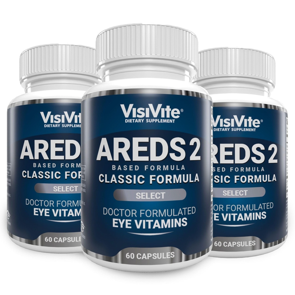 AREDS 2 Izvēlieties acu vitamīnus makulārajam atbalstam - Vitamīni acīm ar Zeaxanthin Plus lutein Macular papildinājums - Premium Macular Health Formula - Acu bagātinātāji - 60 kapsulas - (iepakojums no 3)