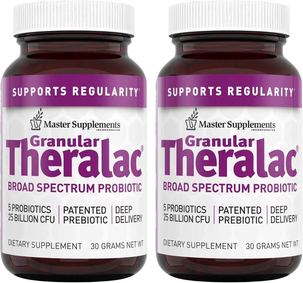 Master papildinājumi Granular Theralac - 1,05 oz, Pack of 2 - Multi-celms Probiotic Pulveris Optimal Gut Veselība - Great bērniem - Vegan, lipekļa bezmaksas - 80 Kopējais Kalpo