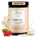 Winged Wellness Glow Up AM, kolagēna pulveris sievietēm - Rīta Skaistuma papildinājums glowing ādai ar zāles-Fed Hidrolizētiem kolagēna peptīdiem, Lion's Mane & Maca Root - 21 Kalpo, Neapstaroti