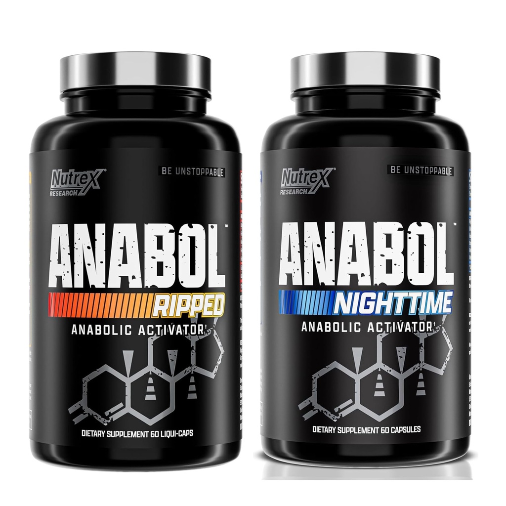 Nutrex Research Anabol ripped & Nakts PM Muskuļu celtnieks un sasmalcināšanas Combo