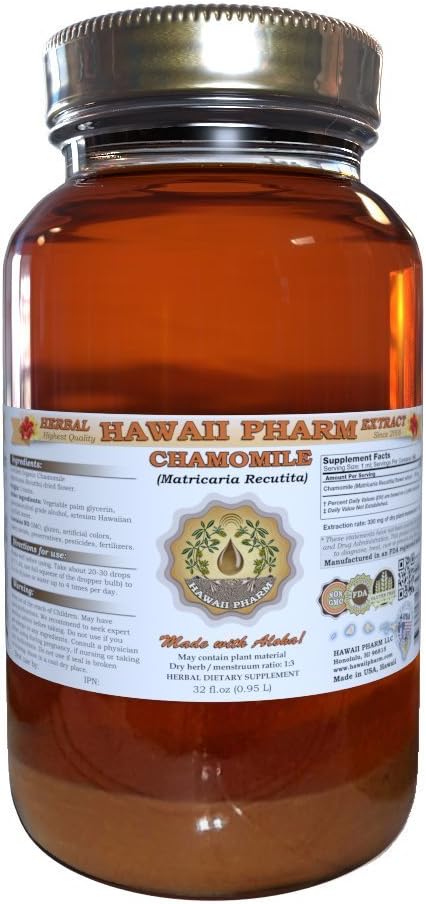 Kumelīšu šķidruma ekstrakts, organiskās kumelītes (Matricaria Recutita) Tincture papildinājums 32oz Nefiltrēts