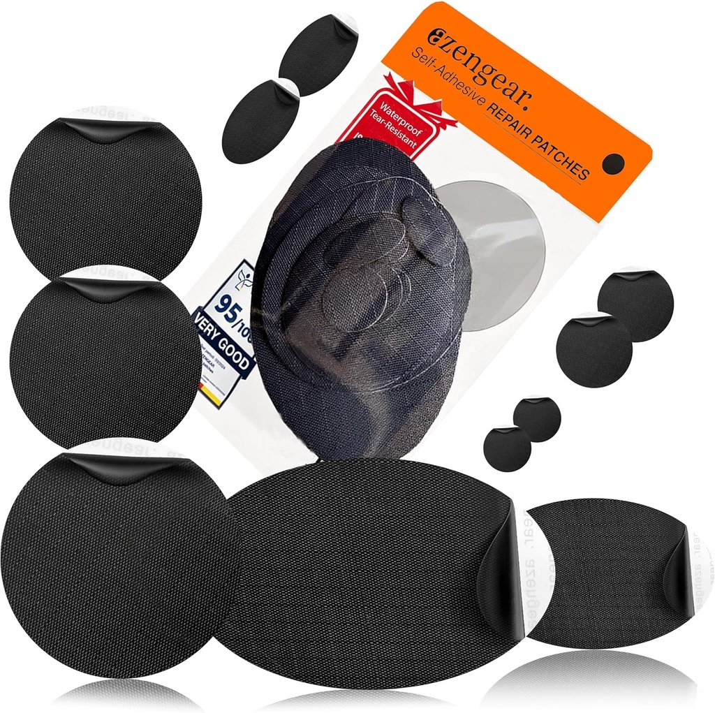 aZengear remonts Patches - ūdensdrošs, pašpietiekams, Tear-Cold-Heat-Resistant Polyester Fabric Fix Down Jacket, Puffer, Snowsuit, Kurpes, Tent, PVC, Apģērbu, Upholstery (melns)