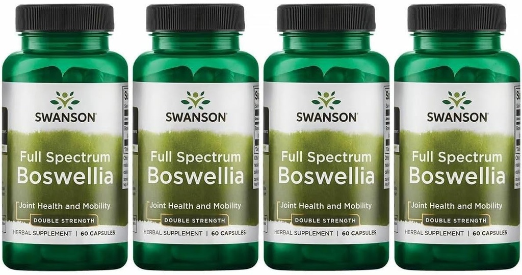 Swanson Double Strength Boswellia-Herbal Papildinājums Veicināt kopīgu atbalstu-Ayurvedic Herb par kopīgu elastību un mobilitāti Atbalsts-Ražots w/Boswellia Serrata Rezin - 60 kapsulas, 800mg Katrs) 4 iepakojums