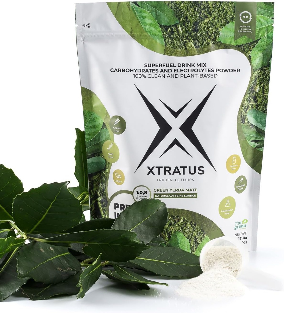 Green Mate (Kofeīns) - Sporta enerģija Dzēriens ar ogļhidrātiem un elektrolītiem. Dabas avots kofeīna. Pirms un Intra Training 100% Natural. 35,27Oz.