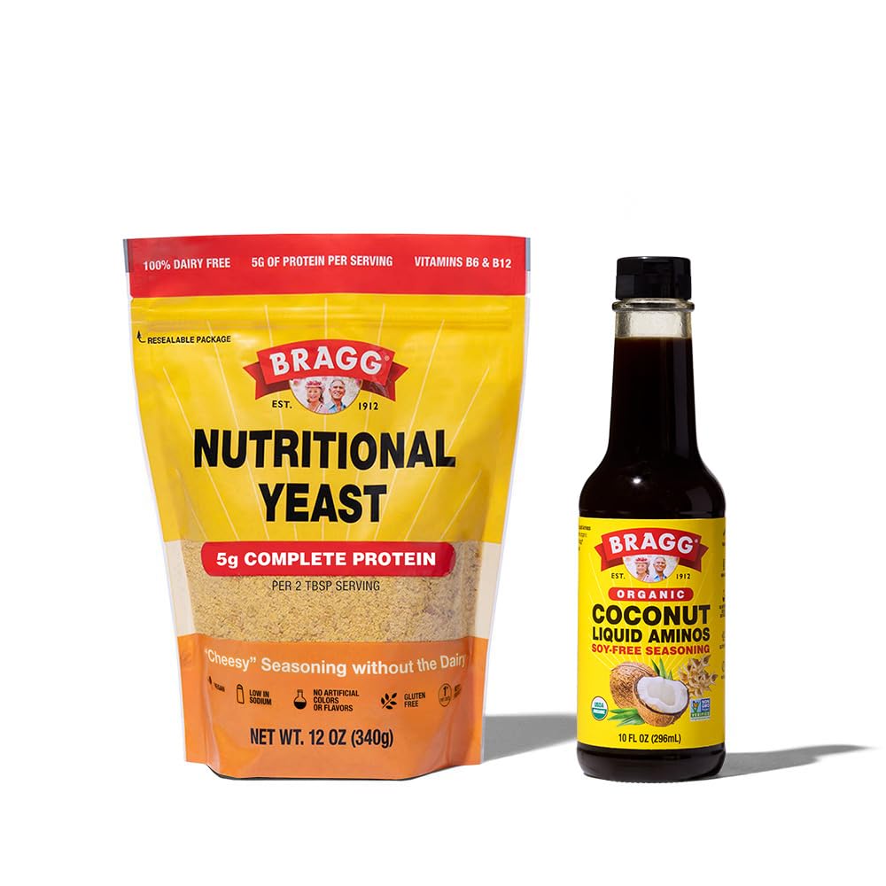 Bragg Premium 12 Ounce Nutritional Yeast Seasoning Pouch - Vegan, bez lipekļa siera pārslas un kokosriekstu aminoskābes, visu uzdevumu sezonas, 10 Oz, viens