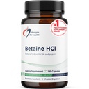 Dizainējumi veselībai Betaīna HCl ar pepsīnu - 750 mg betaīna hidrohlorīds + olbaltumvielas Gremošanas enzīmi - ne- GMO papildinājums, lai atbalstītu Gremošanas funkcija (120 kapsulas)