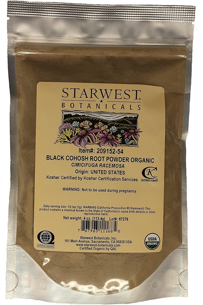 Zvaigznes Botānika Organic Black Cohosh Saknes Pulveris (4 Ounce)