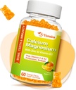 Augsta absorbcija Kalcija Gumijas, Bezcukura kalcija magnija papildinājums ar kālija vitamīnu D3 vīriešiem un sievietēm - Vegan, Orange Flavor 60 Cts