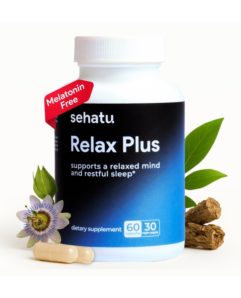 Relax Plus Stress Relief papildinājums     ) ar GABA, L-Teanīns, Ashwagandha, Valerian Sakne           ) Atbalsta Atvieglota Mood un Restful Miega ) 60 Count 30 Day Supply