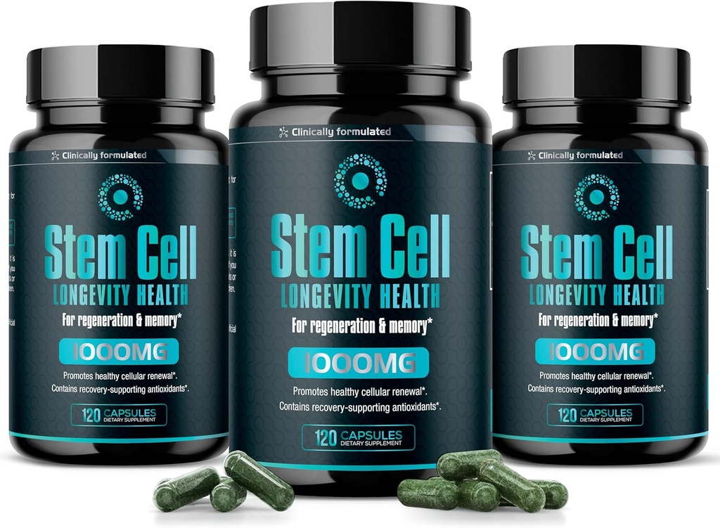 Premium Cilmes šūnu papildinājumi 1 000mg (360 Caps) Boost Immunity, samazināt locītavu sāpīgums, atbalstīt dabas anti-Aging & Longevity ar Spirulina un hlorella Vitality, Celulas Madre Veselības formula