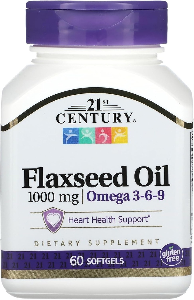 21. gadsimts Linsēklu eļļa 1000 mg Softgels, 60 grāvis (22407)