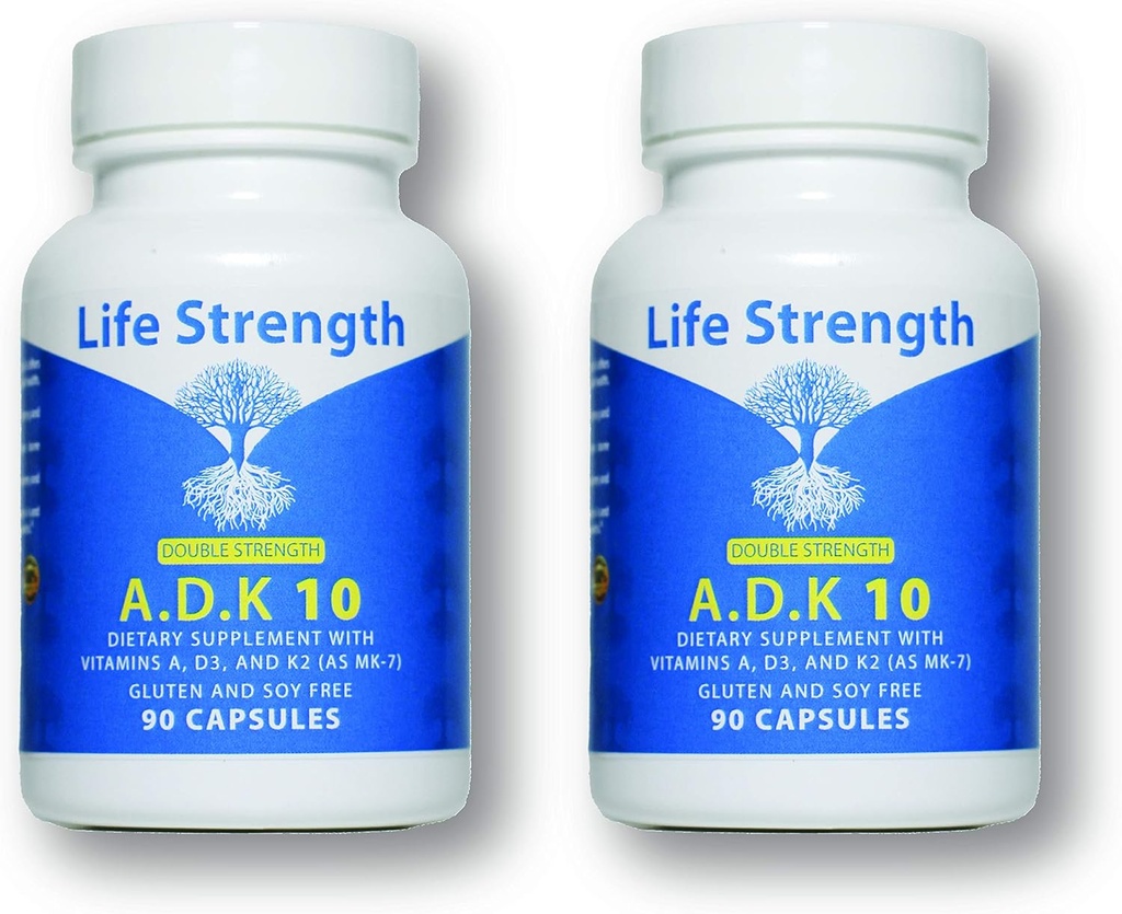 ADK 10 papildinājums (180 skaitļa) - ārsts sintezēja vitamīnus A1, D3 un K2 (kā MK7) kaulu veselībai - Imūnsistēmas atbalsts - bez lipekļa, bez sojas, ne- GMO - 90 kapsulas
