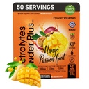 Pulveris Vitamīna elektrolītu pulveris Plus (50 Servē) Mango Passionfruit Elektrolītu pulveris Zero Calorie Keto, 0 Cukurs, Nē Maltodekstrīns, 1000mg Kālija,120mg Kalcijs,120mg Magnijs, Hidrācija Pulveris