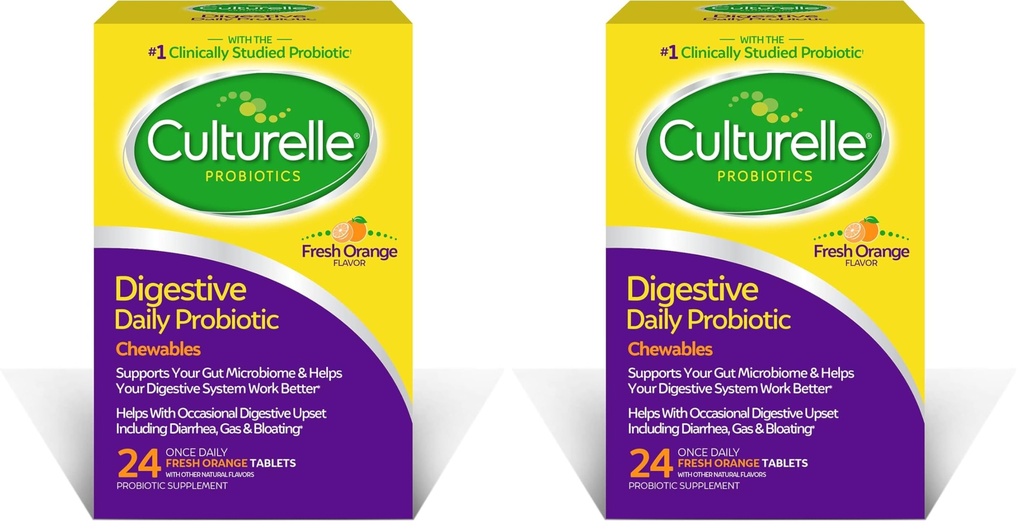 Culturelle Digestive Health Daily Probiotic Chewables, Probiotikas vīriešiem un sievietēm, Visvairāk klīniski Studed Probiotic Celmi, 10 miljardu KVV, Atbalsta Neregulāra Caureja, Gāze & Bloating, 24 Skaits