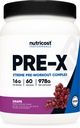 Nutricost Pre-X Xtreme Kompleksais pulveris, vīnogas, 60 Servisi, Veģetārs, bez GMO un lipekļa