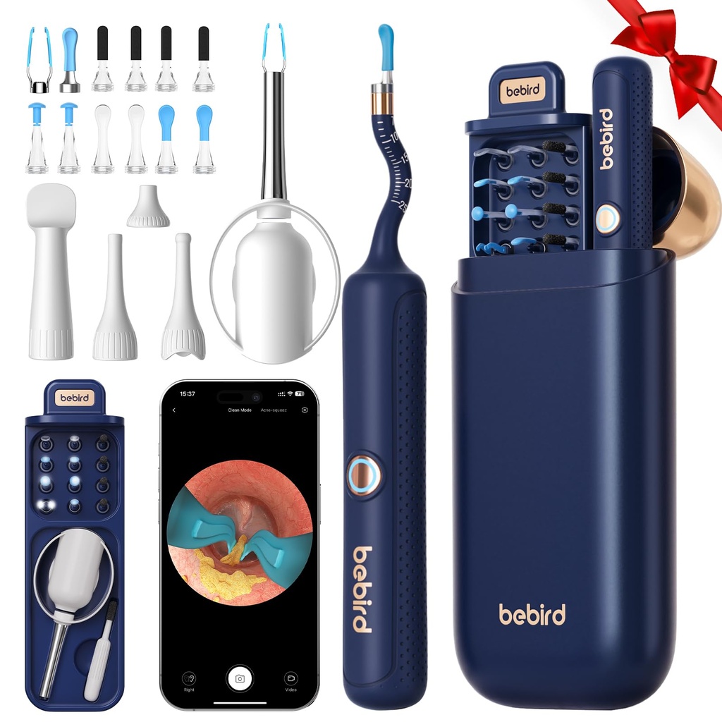Bebird Earsight Plus R37R Ear Wax Removal Tool Camera, FSA HSA Eligible Items, Smart Ear Cleaner with Painless Visual Tweezers, Flexible Ear Camera Otoscope, Home ENT Cleaning Kit for Family,Blue