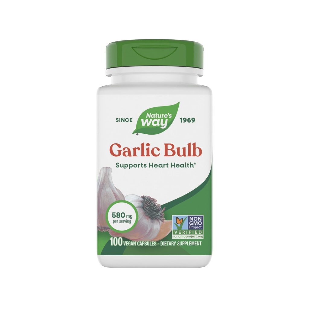 Dabas ceļš Ķiploku sīpols, atbalsta sirds veselību*, ne-ĢMO projekts apstiprināts, 580 mg uz apkalpo, Vegan, 100 kapsulas (iepakojums May Vary)