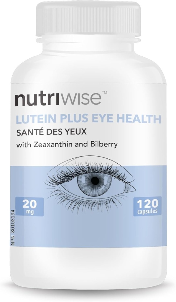 NutriWise Lutein Plus Acu veselības antioksidants (Bilberry Zeaxanthin Lutein)