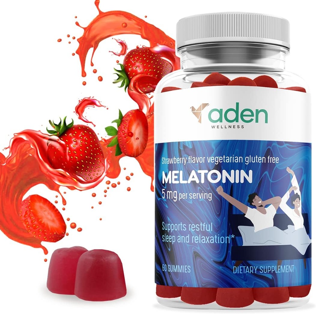 Papildus spēks Melatonin Gummies pieaugušajiem un pusaudžiem - 5 mg uz vienu Kalpošanu - Dabas AIDS - Calm Gummies for a Good Night's Rest - 60 Chews
