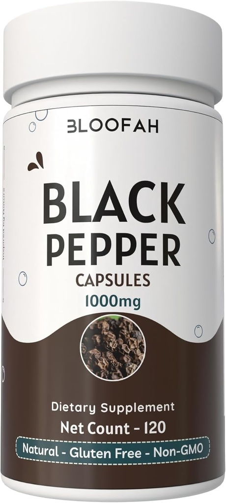 Melno piparu kapsulas 1000 mg pulveris          ; Piper nigrum 