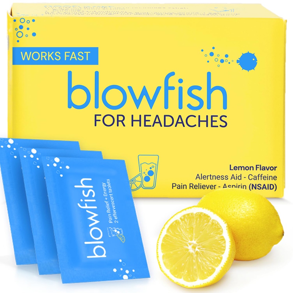 Blowfish galvassāpju ārstēšanai; jauns maksimālais stiprums Putojošā formula ārstē galvassāpes ātri (1 iepakojums)