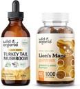Savvaļas un organiskās Turcija Astes pincture 4 fl oz & Lion's Mane Gumies