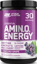 Optimum Nutrition Amino Energy - Pre Workout with Green Tea, BCAA, Aminoskābes, Keto Friendly, Green Coffee Extract, Enerģijas pulveris - Concord Vīnogas, 30 Pasniedz