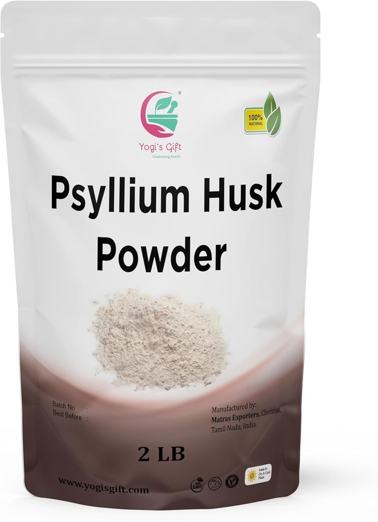 Psyllium Husk Powder 2 lb (32Oz) 98% Tīrība, Premium kvalitāte, Lietošana cepšanai, cepšanai un dzērienos, 100% dabīgs smalkas zemes, ne ĢMO ar jogu dāvanu®