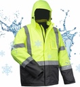 100% ūdensizturīgs drošības žaketes vīriešiem, Hi Vis Atstarojošs darba žaketes, Construction Rain Coats for Cold Weather