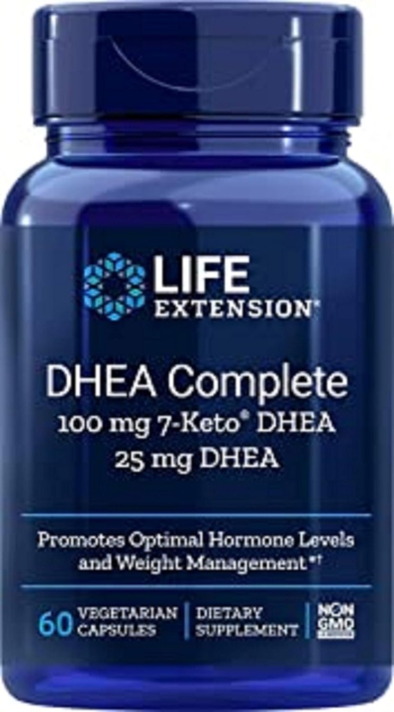 Pilnīgs DHEA mūža pagarinājums, 100 mg 7-Keto DHEA, 25 mg DHEA, 60 kapsulas