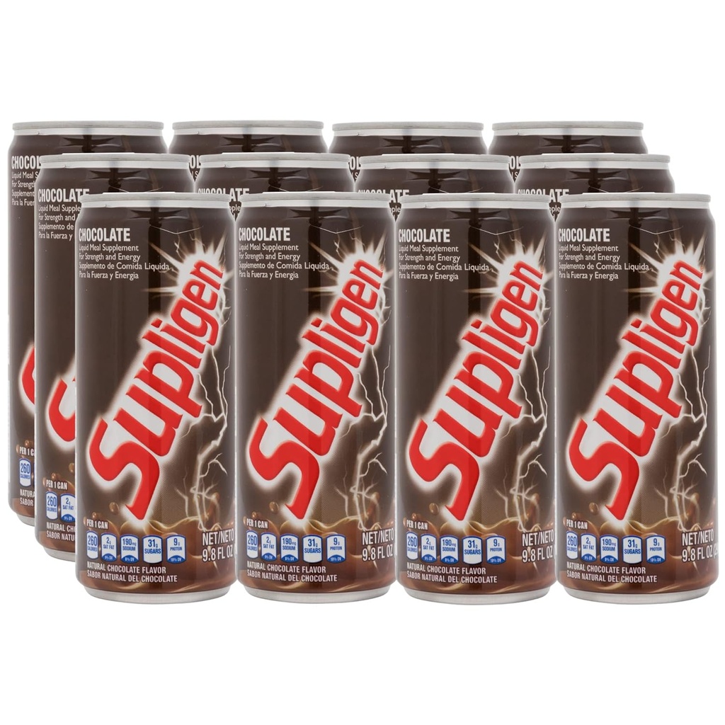 Supligen Šokolādes šķidrās ēdienreizes papildinājums, 9.87 oz (iepakojums no 12) – Olbaltumvielas un vitamīnu sakratīšana enerģijai, stiprums un reģenerācija – Gatavs uz dzeramo uzturu