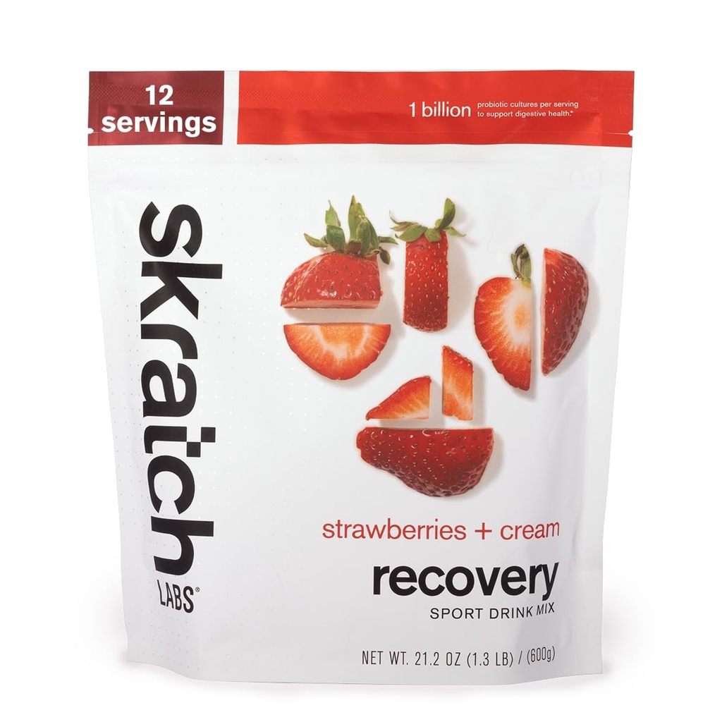 SKRATCH LABS Recovery- Sport Drink Mix ; Complete Milk Protein with Carbs, Electrolytes, un probiotikas;  