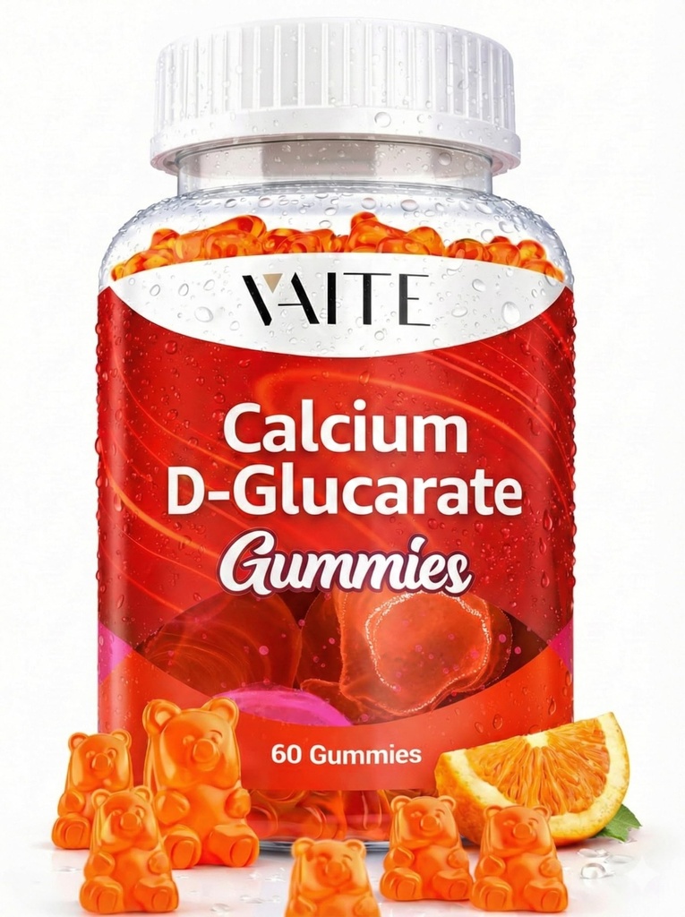 Kalcija D-Glucarate Gummies 1000mg - CDG Attīrīšanas papildinājums vīriešiem un sievietēm, Hormonu vielmaiņas balanss un menopauzes atbalsts, ne-GMO, Vegan, bez lipekļa, sojas bezmaksas piedevas, 60 gumija košļājamās vielas